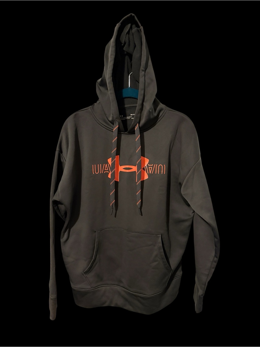 Under Armour Men's Charcoal Grey Hoodie with Orange Logo